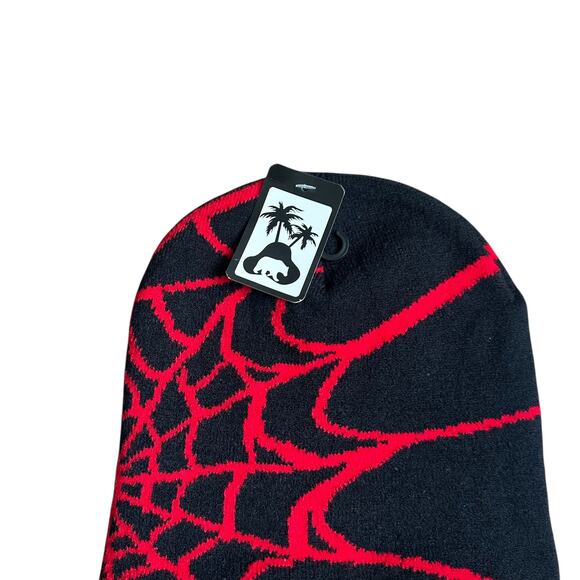 Copied - Knit Spiderweb Spider Beanie New With Tags Red One Size - Picture 2 of 3